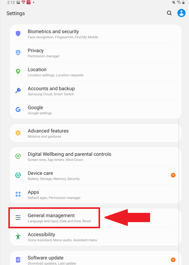 General management menu