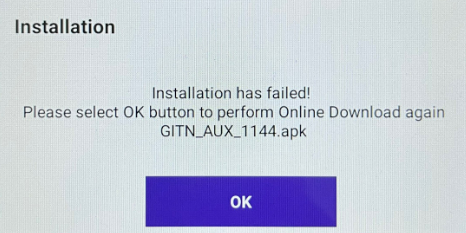 Imagen del error de instalación