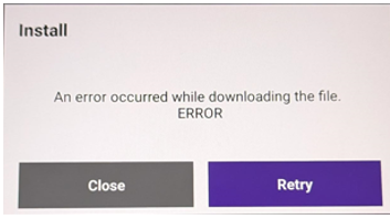 Imagen del error de descarga